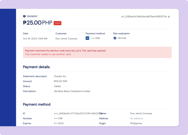Failed payment