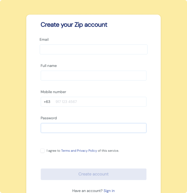 Sign up
