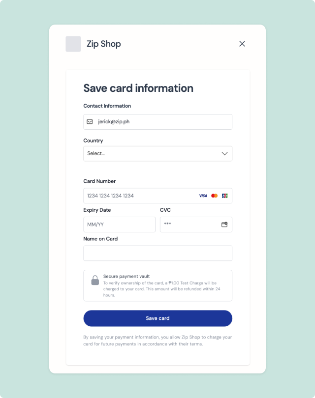 Checkout save card